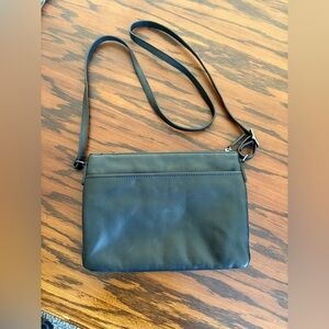 Margot New York Medium Black Leather Crossbody with Side Zip Pocket Bag Smooth